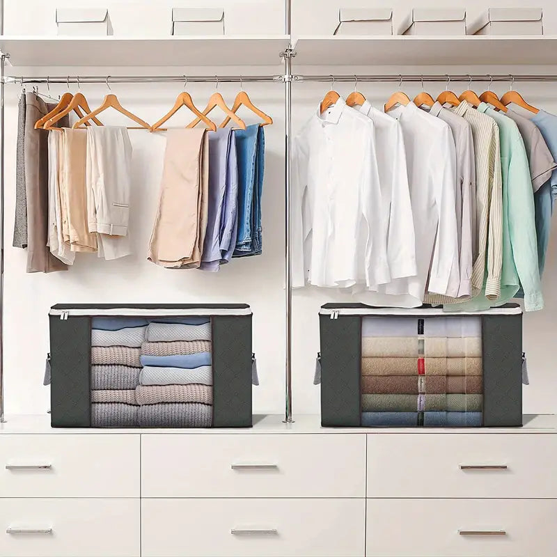 90L Large Foldable Storage Bags with Durable Handles – Closet Organizer for Clothes & Bedding