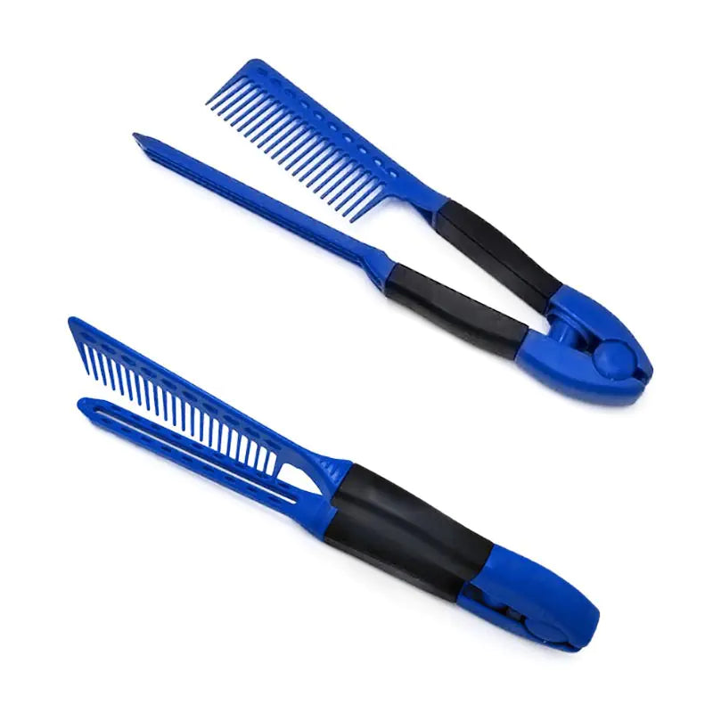 3-in-1 Hair Curling Wand, Straightener & Comb Set – Tourmaline Ceramic Styling Tool (Blue)