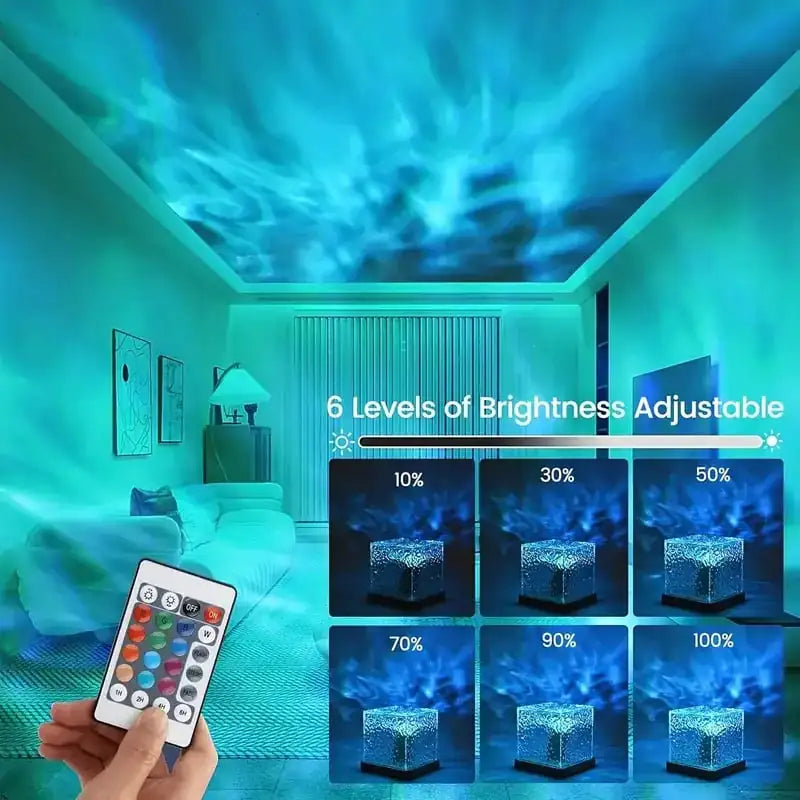 Water Wave Projector Lamp – 16-Color Remote-Controlled Ambient Light
