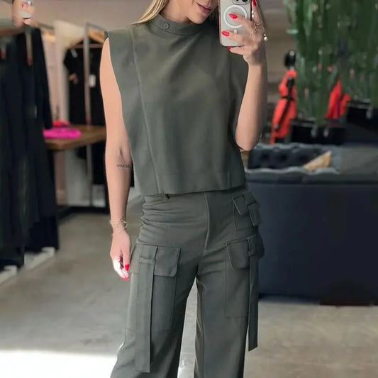 2025 Summer Women’s Casual Two-Piece Outfit Set – Loose Top & Long Pants