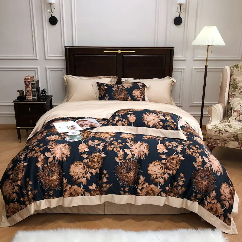 European-Style Cotton Bedding Set – Luxurious Floral Design