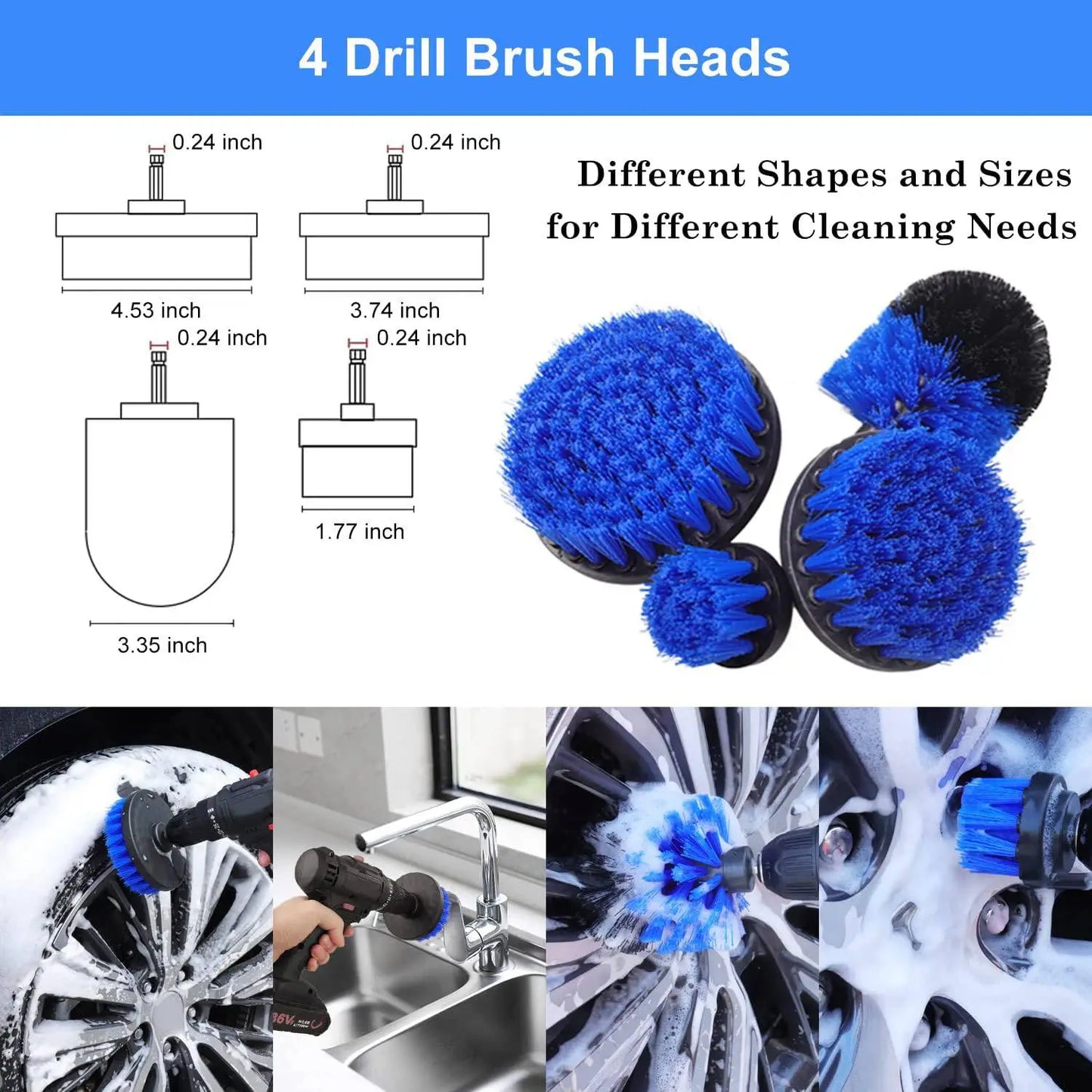 26-Piece Car Detailing Brush Set with Drill Attachments