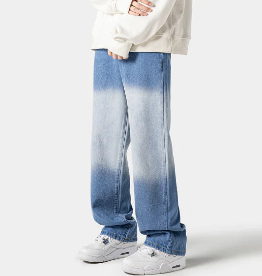 Distressed Washed Gradient Ripped Jeans – Loose Fit Streetwear