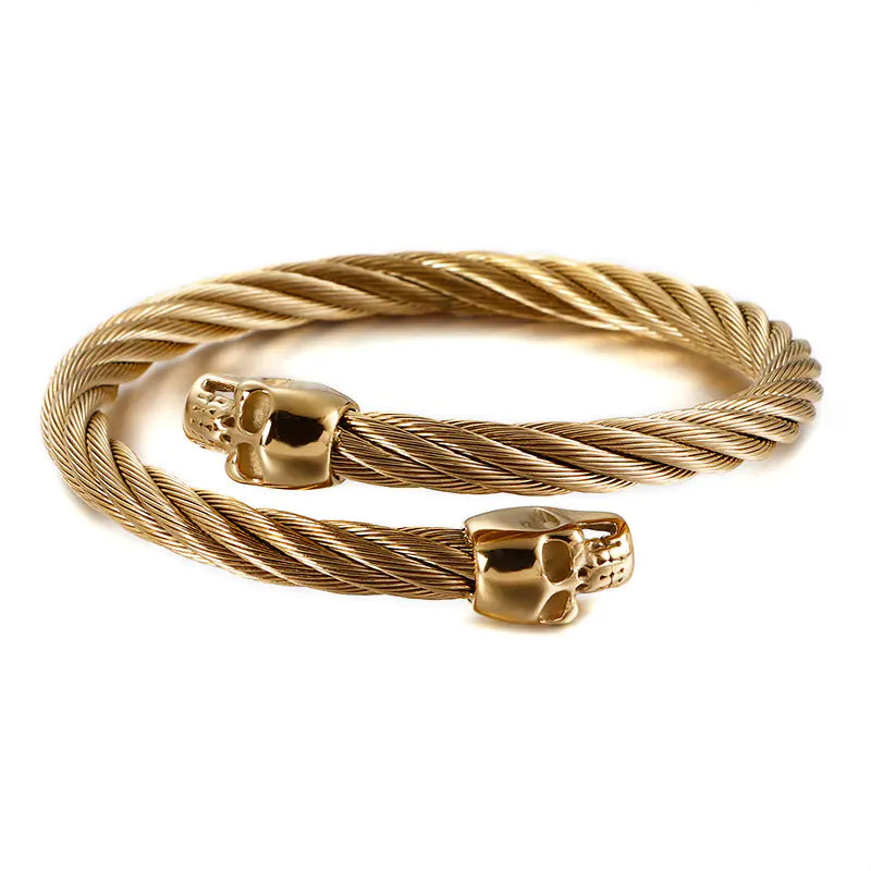 Men’s Stainless Steel Skull Bracelet – Geometric Fashion Jewelry
