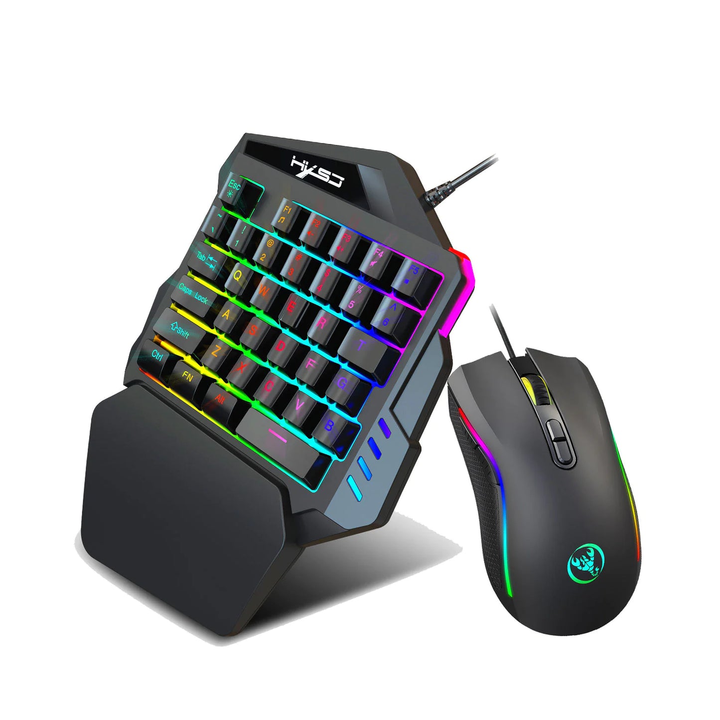 One-Handed Gaming Keyboard Set – RGB Backlit, Wired/Bluetooth Options, Ergonomic Design