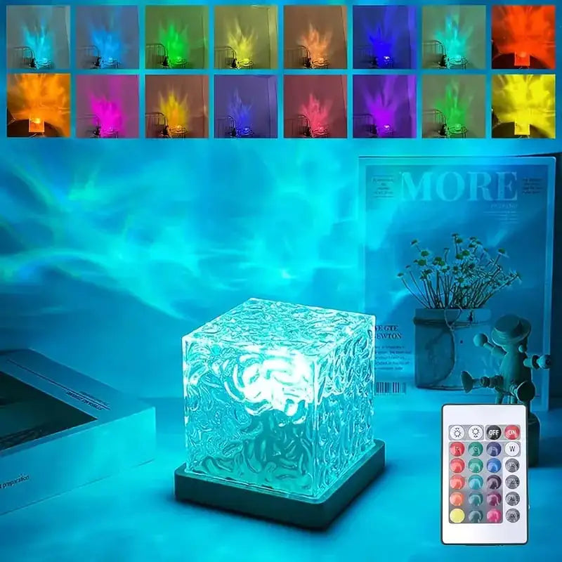 Water Wave Projector Lamp – 16-Color Remote-Controlled Ambient Light