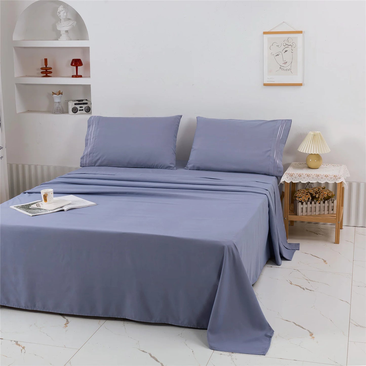 Polyester Modern Bed Sheet Set – 3/4-Piece Bedding Collection