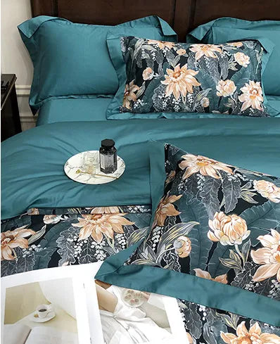 European-Style Cotton Bedding Set – Luxurious Floral Design