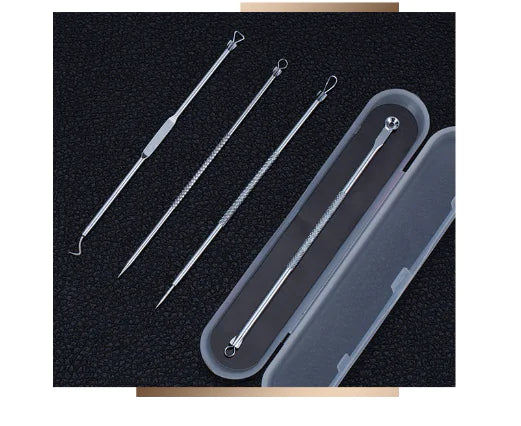 4-Piece Stainless Steel Pimple & Blackhead Extractor Tool Set – Professional Acne Removal Kit