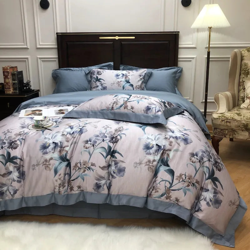 European-Style Cotton Bedding Set – Luxurious Floral Design