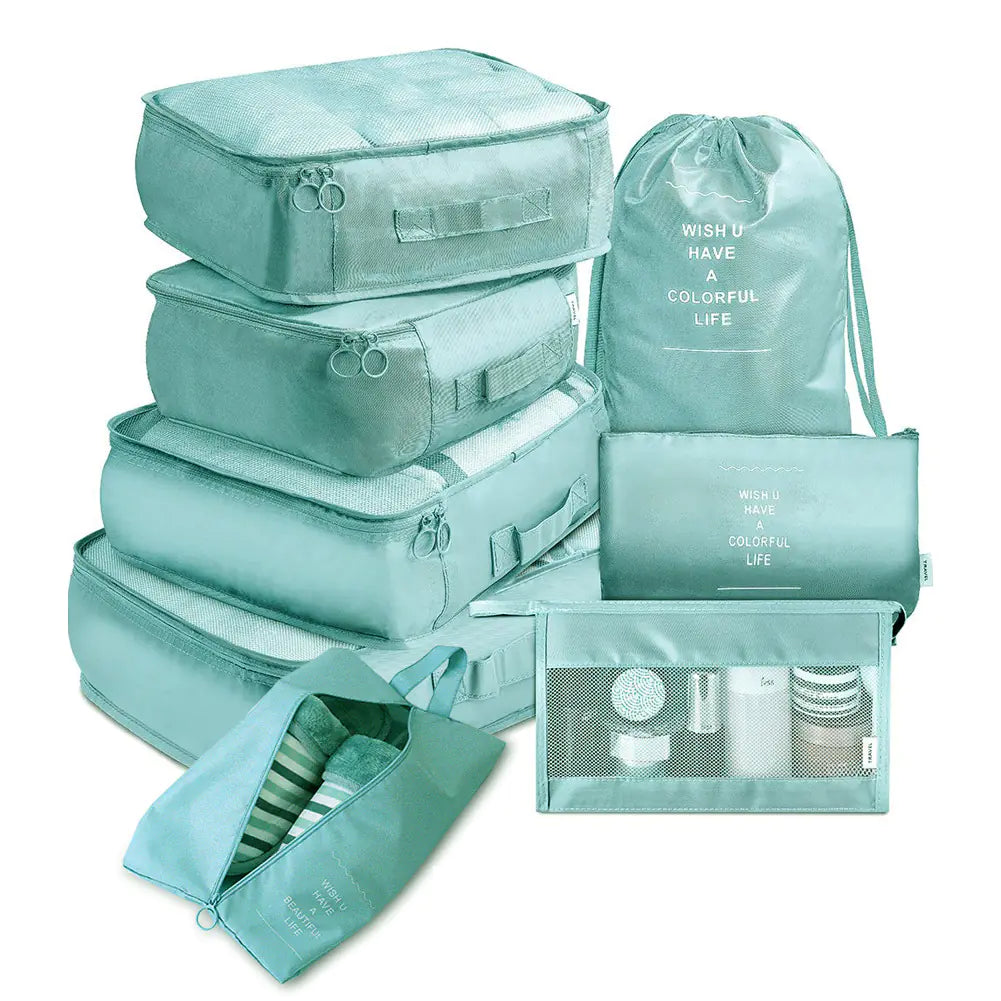 Ensemble de cubes de voyage 8 pièces – Organisateur de bagages et sacs séparateurs pour un voyage efficace, livraison gratuite dans le monde entier.