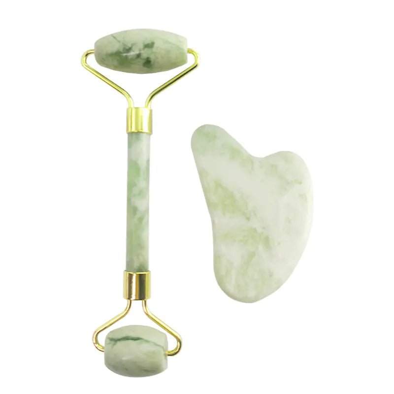 110g Xiu Yu White Jade Facial Roller & Gua Sha Set – Skincare Massage & Beauty Tool | free worldwide shipping.