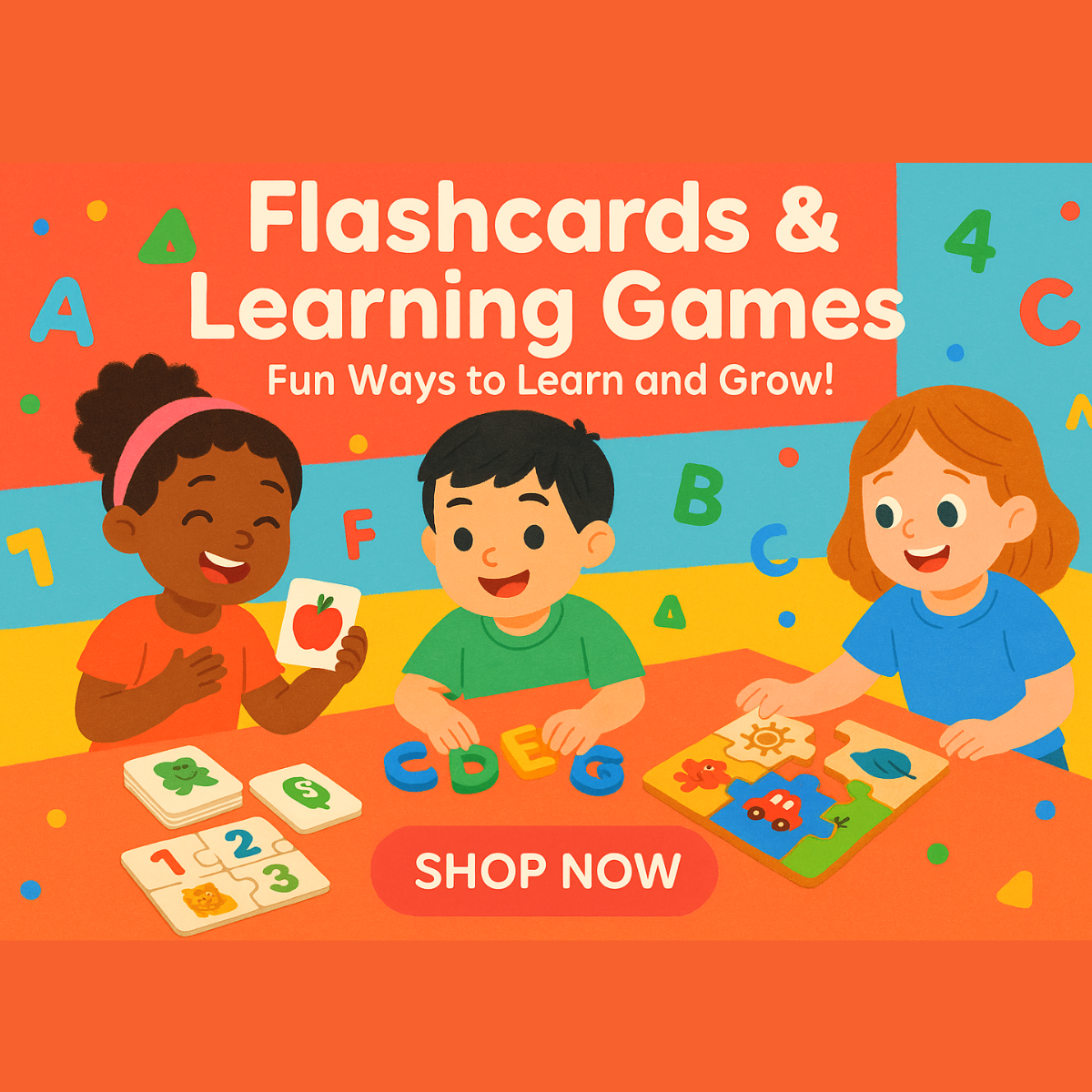 "Educational flashcards and learning games – engaging tools for kids to develop memory, problem-solving, and critical thinking skills while making learning fun."