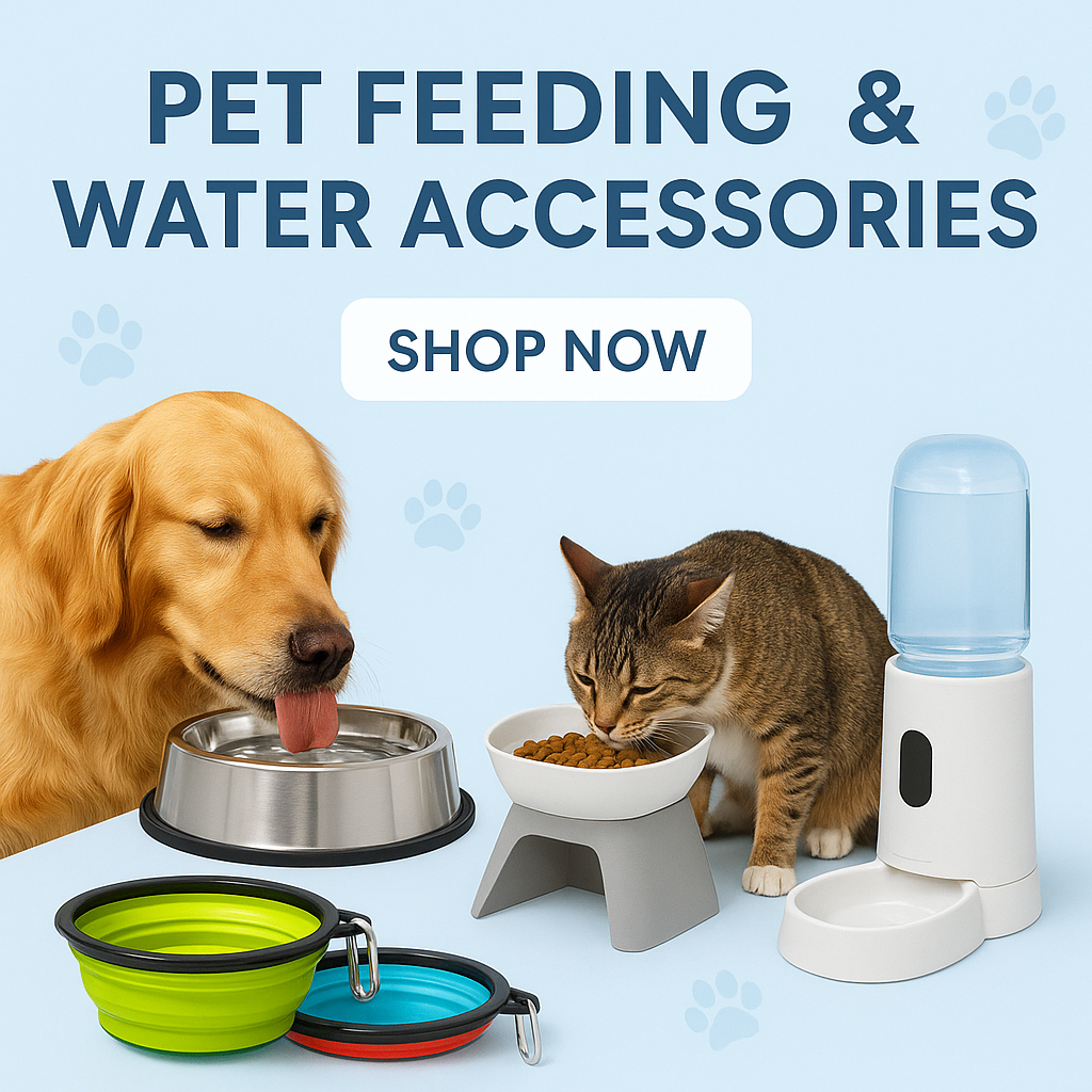 Pet Feeding & Water Accessories – Bowls, feeders, and water dispensers designed for dogs, cats, and small pets to ensure convenient and hygienic mealtime.