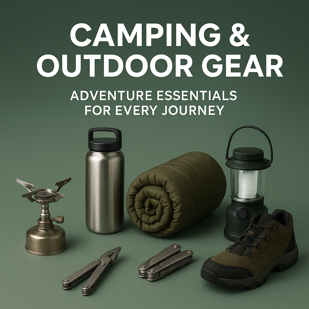 Camping & Outdoor Gear – Tents, sleeping bags, backpacks, and survival essentials designed for comfort, safety, and adventure in the outdoors.