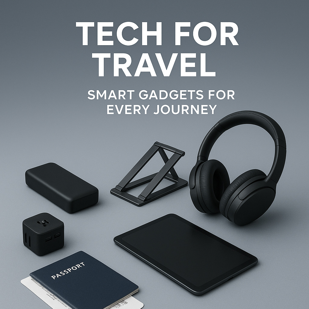Tech for Travel – Portable chargers, headphones, adapters, and smart gadgets designed to keep you connected, powered, and entertained on the go.