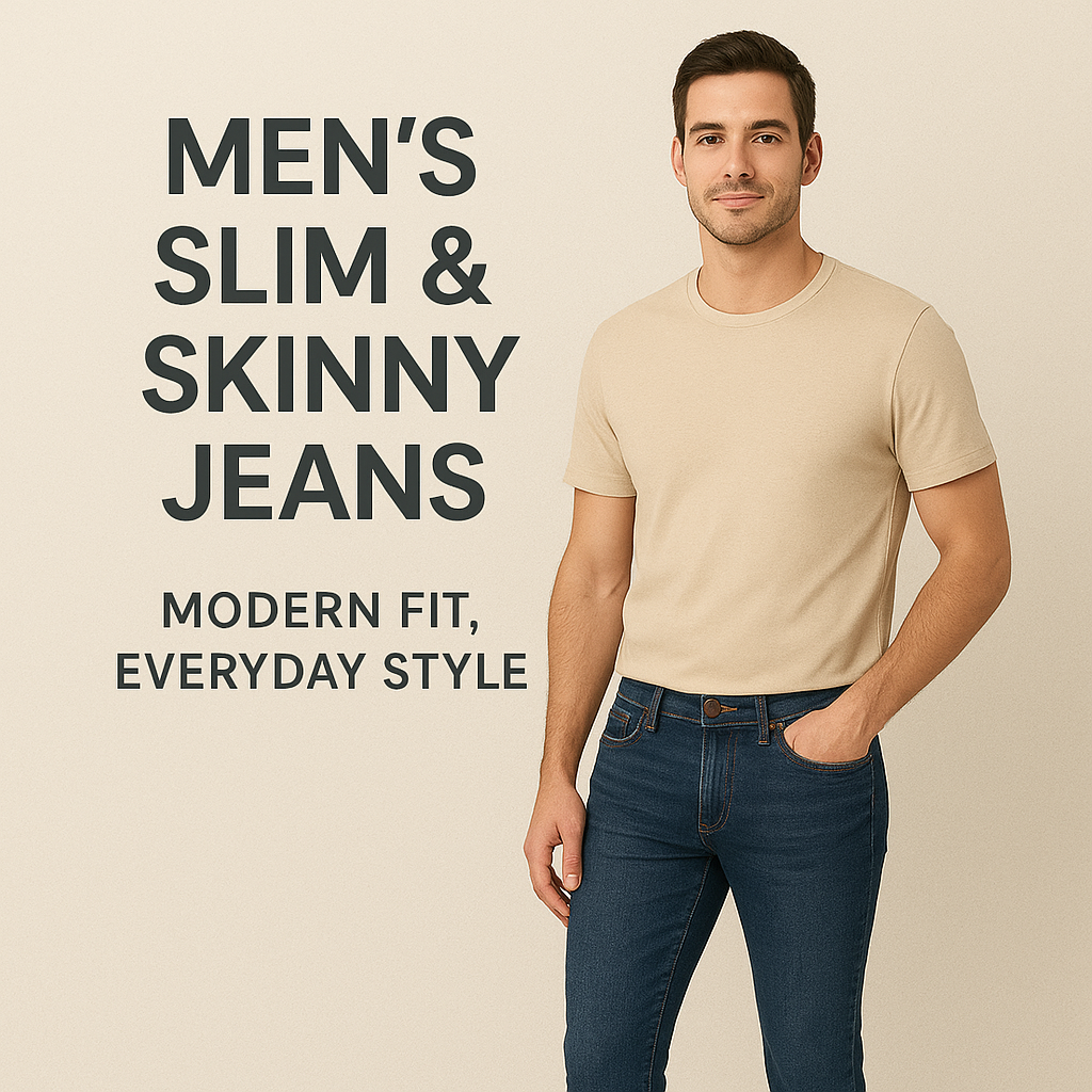 "Men’s slim and skinny jeans – modern denim styles with a sleek, tailored fit designed for casual wear, street style, and versatile everyday fashion."