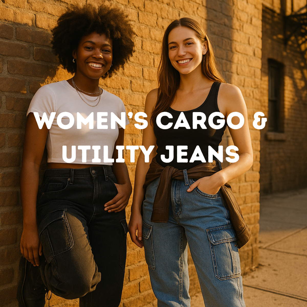 Women’s Cargo & Utility Jeans – Functional denim with multiple pockets and relaxed fits, blending comfort, utility, and streetwear-inspired style.