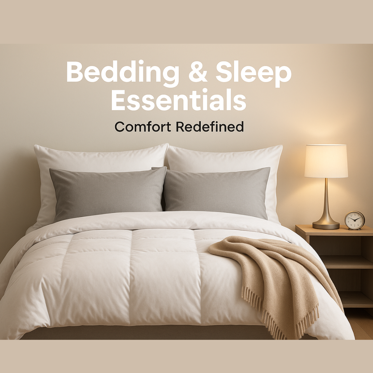 Bedding & Sleep Essentials – Cozy sheets, pillows, blankets, and sleep accessories designed to provide comfort, relaxation, and restful nights.