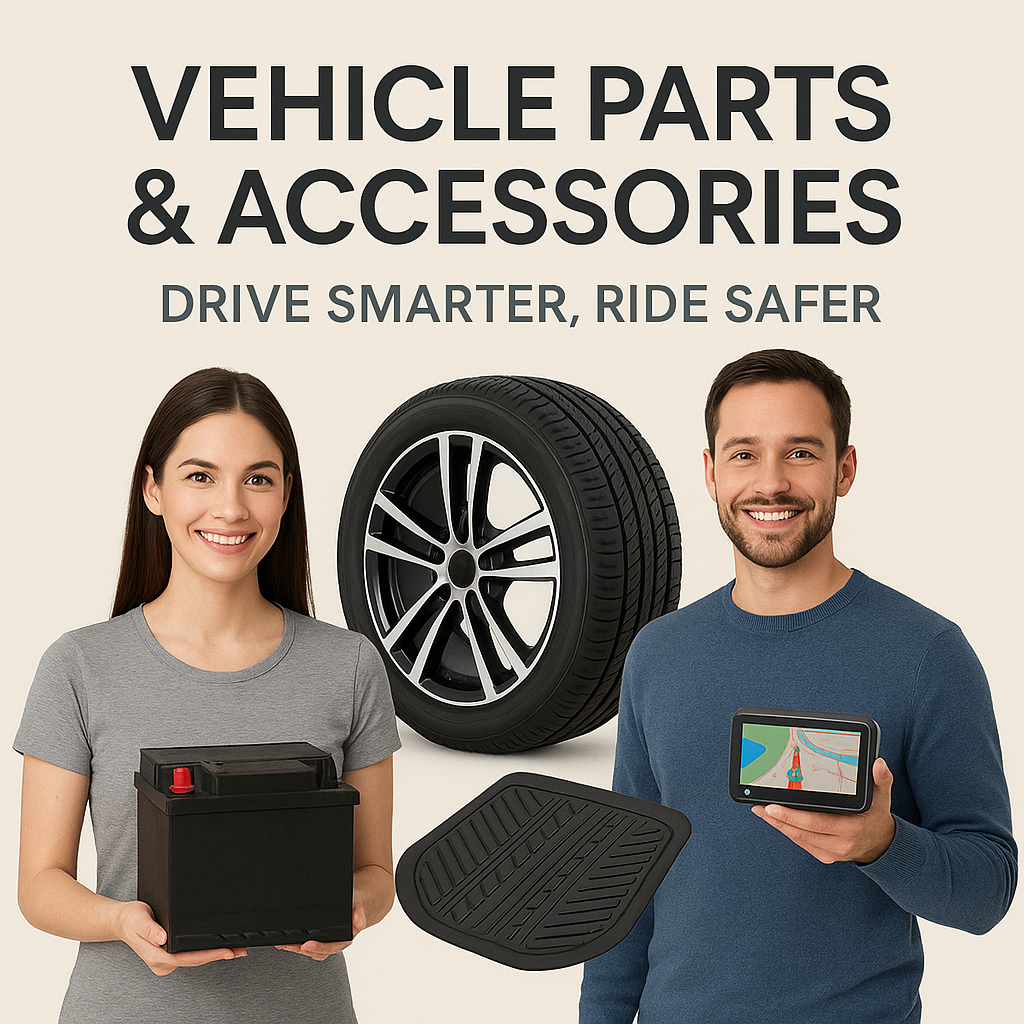 "Vehicle parts and accessories – car gadgets, organizers, and safety tools designed to enhance driving comfort, performance, and road safety."