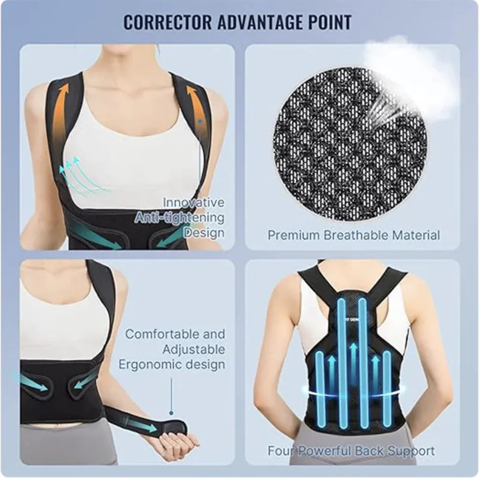 Posture Corrector Back Support Belt – Adjustable Orthotic Band for Spine Alignment & Pain Relief | Free Shipping