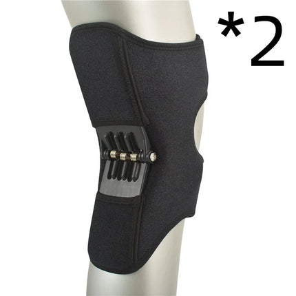 Black knee brace with adjustable metal hinges and neoprene support for joint stability