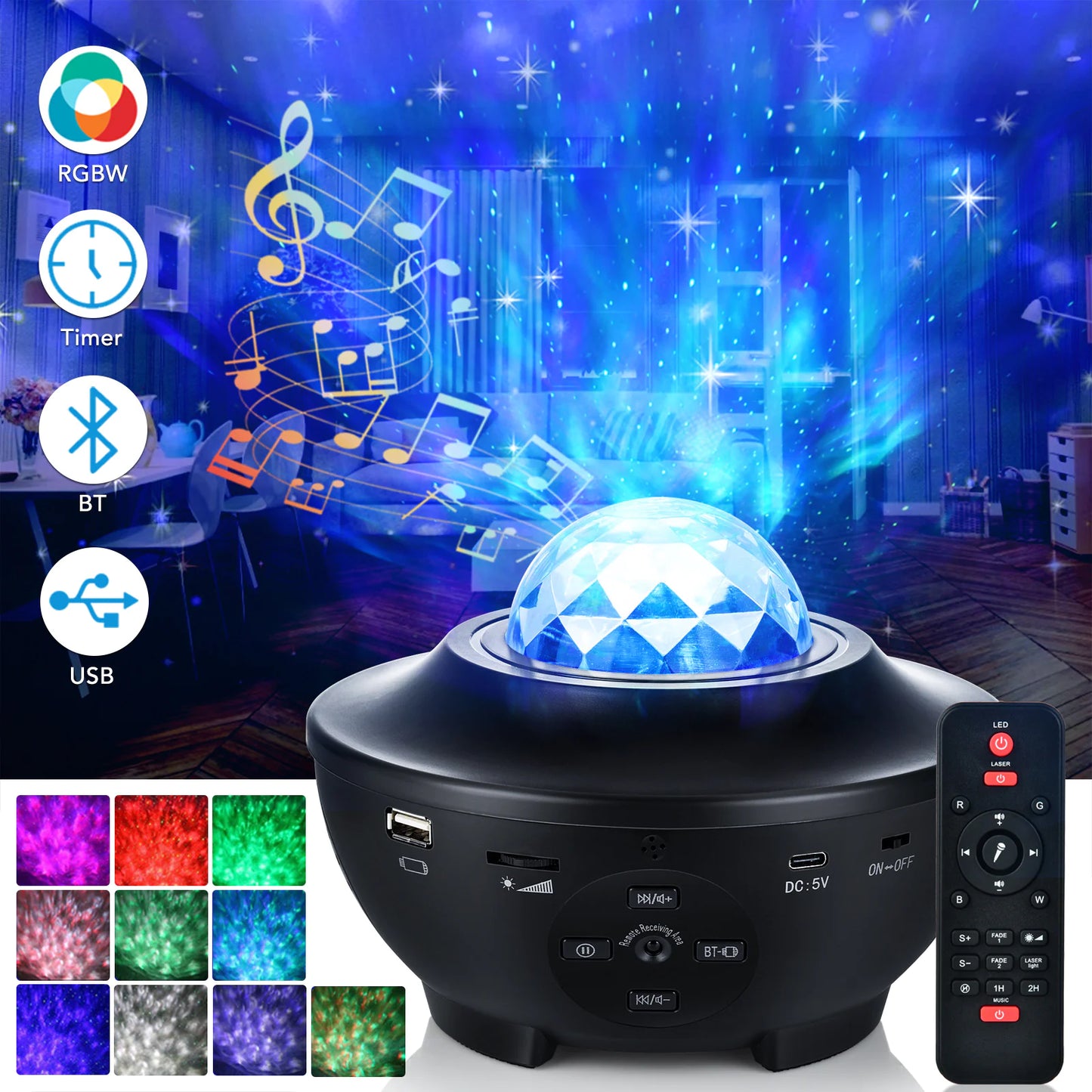 Projecteur Galaxy noir – Ciel étoilé à 360° avec effets nébuleux | 30 % de réduction + Livraison gratuite dans le monde entier