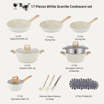 Granite Medical Stone Non-Stick Cookware Set – 12 / 13 / 17 Pieces