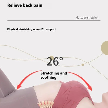 Ergonomic back stretcher with 26° human waist design, relieves back pain, silver and black massage stretcher
