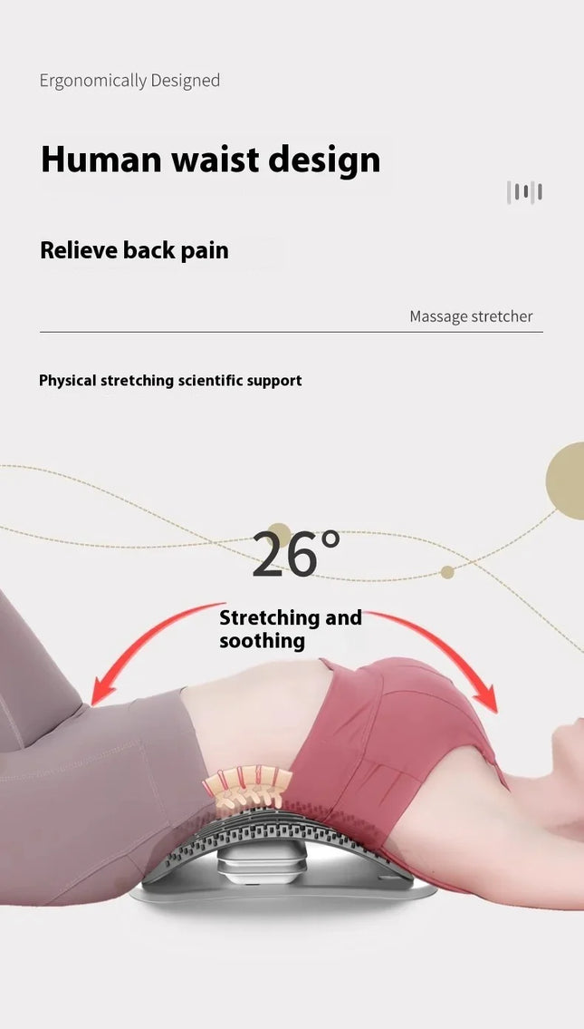 Ergonomic back stretcher with 26° human waist design, relieves back pain, massage stretcher for stretching and soothing