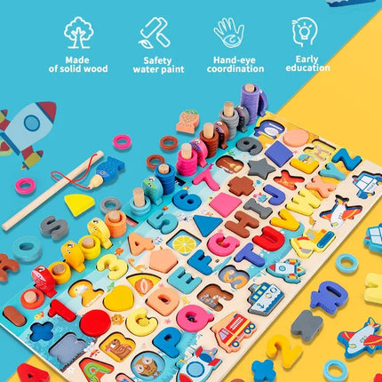 Montessori Baby Wooden Educational Toy – Magnetic Number & Shape Learning Board