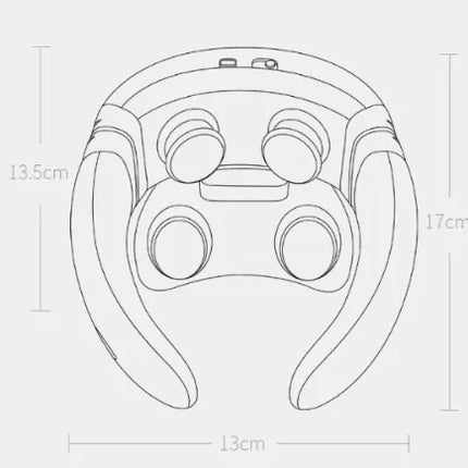 White ergonomic VR controller with dual joysticks, grip handles, 17cm height, 13.5cm width, smart home gaming accessory