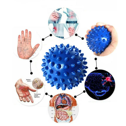 Blue spiky massage ball for muscle relief, trigger point therapy, and hand/foot pressure point massage