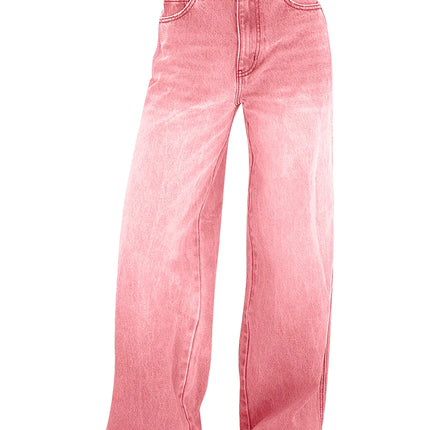“VAGDIGO Women’s Pink Wide Leg Baggy Jeans – Ripped Loose Fit Boyfriend Denim”