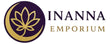 Inanna Emporium logo with purple and gold lotus design