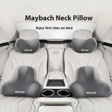 Gray Nloteyk Maybach neck pillow set for luxury car seats, ergonomic design for comfort