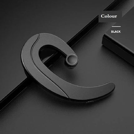 Black wireless earhook headset with sleek design for hands-free calls and music