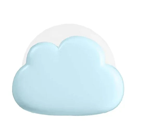 Soft blue cloud-shaped night light for kids' rooms, smooth design, gentle glow