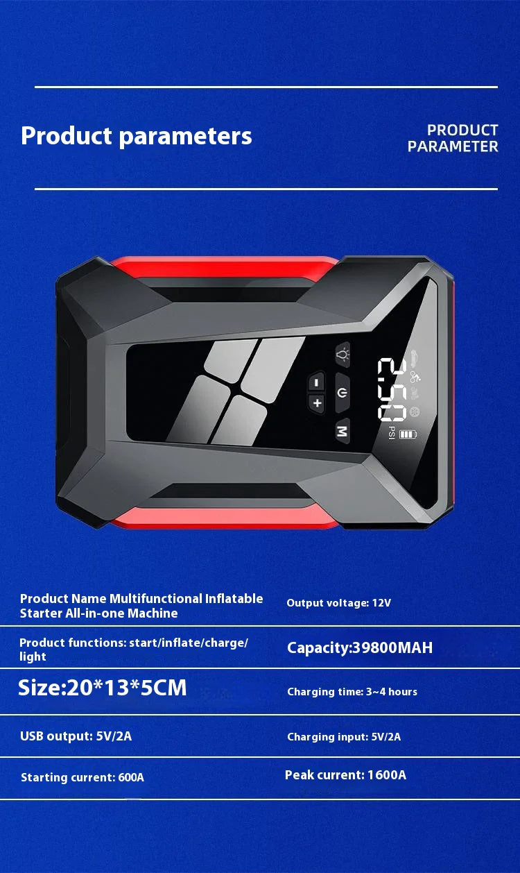 J16 All-in-One 39800mAh 12V Auto Starting Device – 1600A Peak Power Bank