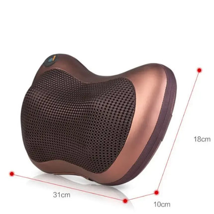 Brown ergonomic neck massager with mesh design, 31x18x10cm, for relaxation and muscle relief
