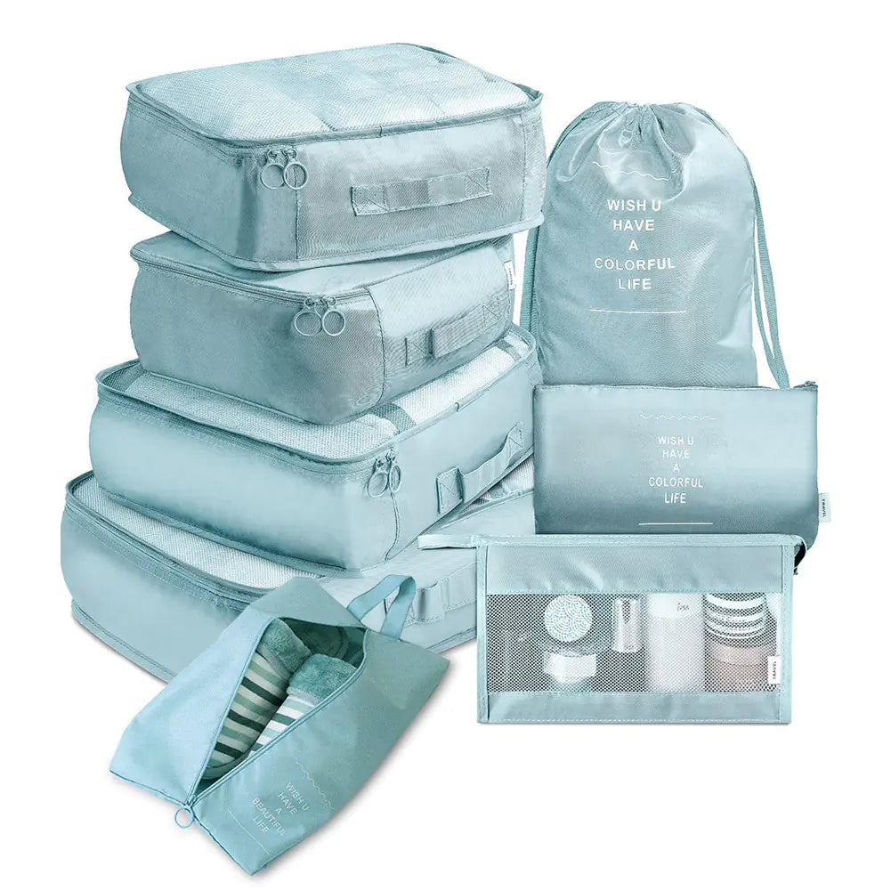 Ensemble de cubes de voyage 8 pièces – Organisateur de bagages et sacs séparateurs pour un voyage efficace, livraison gratuite dans le monde entier.