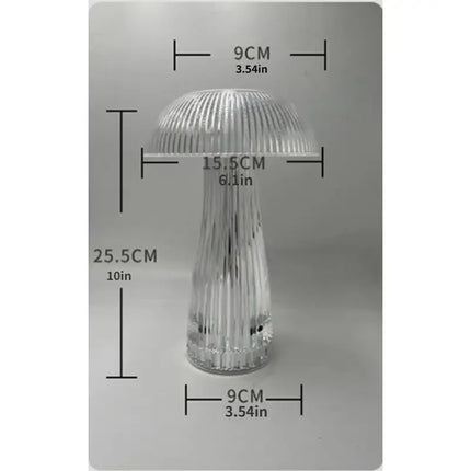 Clear glass table lamp with ribbed design, 25.5cm height, modern decor lighting