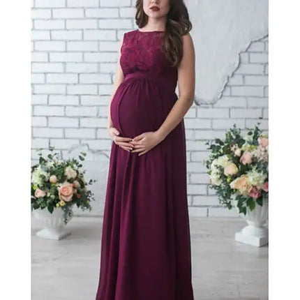 Lace Sleeveless Maternity Dress – Elegant Pregnancy Outfit with Comfort Fit