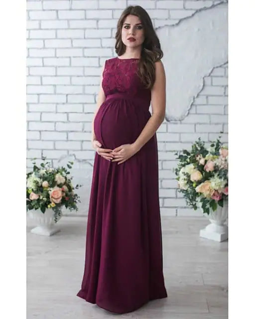 Lace Sleeveless Maternity Dress – Elegant Pregnancy Outfit with Comfort Fit