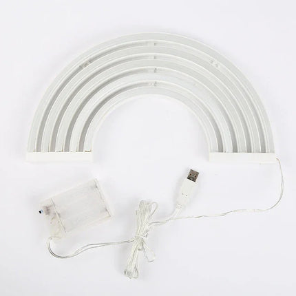 White rainbow-shaped LED light with USB cable for home decor