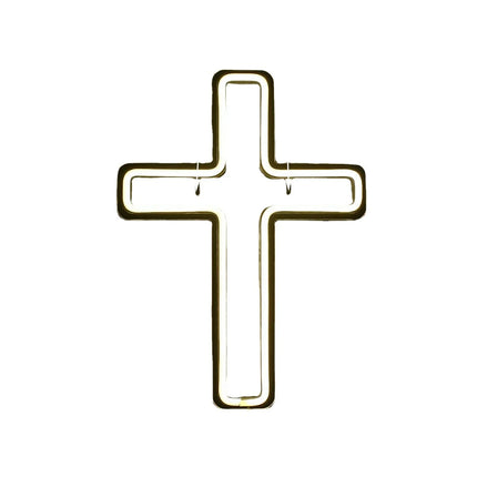 Golden neon cross light with modern design for home decor