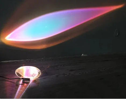 Colorful LED projector lamp with rainbow light beam, modern design for ambient lighting