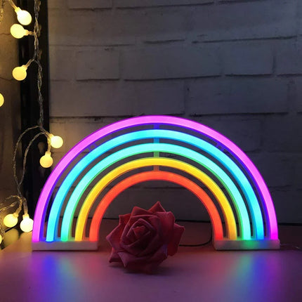Colorful rainbow LED night light with vibrant arch design, perfect for room decor and ambient lighting.