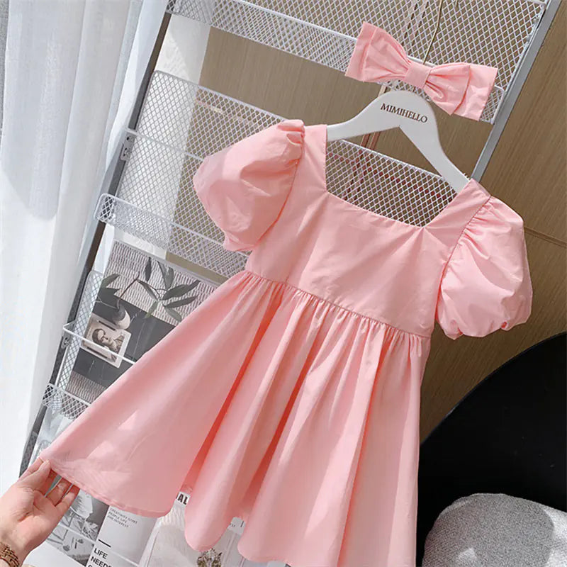 Children's Short Sleeve Princess Dress – Fairy Tale Costume for Baby Girls (90–110cm)
