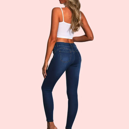 Blue Slim Fit Skinny Jeans – High-Stretch Ankle-Length Denim